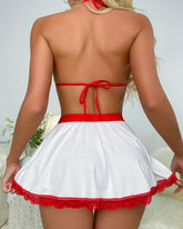 Sexy Female Nurse Role Play Bow Uniform Pajamas Set